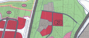 תשריט שלבי הבנייה הסופי של חלקה 54 בגוש 10004 כחלק ממתחם 21, לפי תכנית חד/2020 ( שאושרה סופי ב 30/03/14) . המייעד את הקרקע לשלב השלישי( צבע אדום - לאחר שנת 2025) להגדלה - לחץ על התמונה